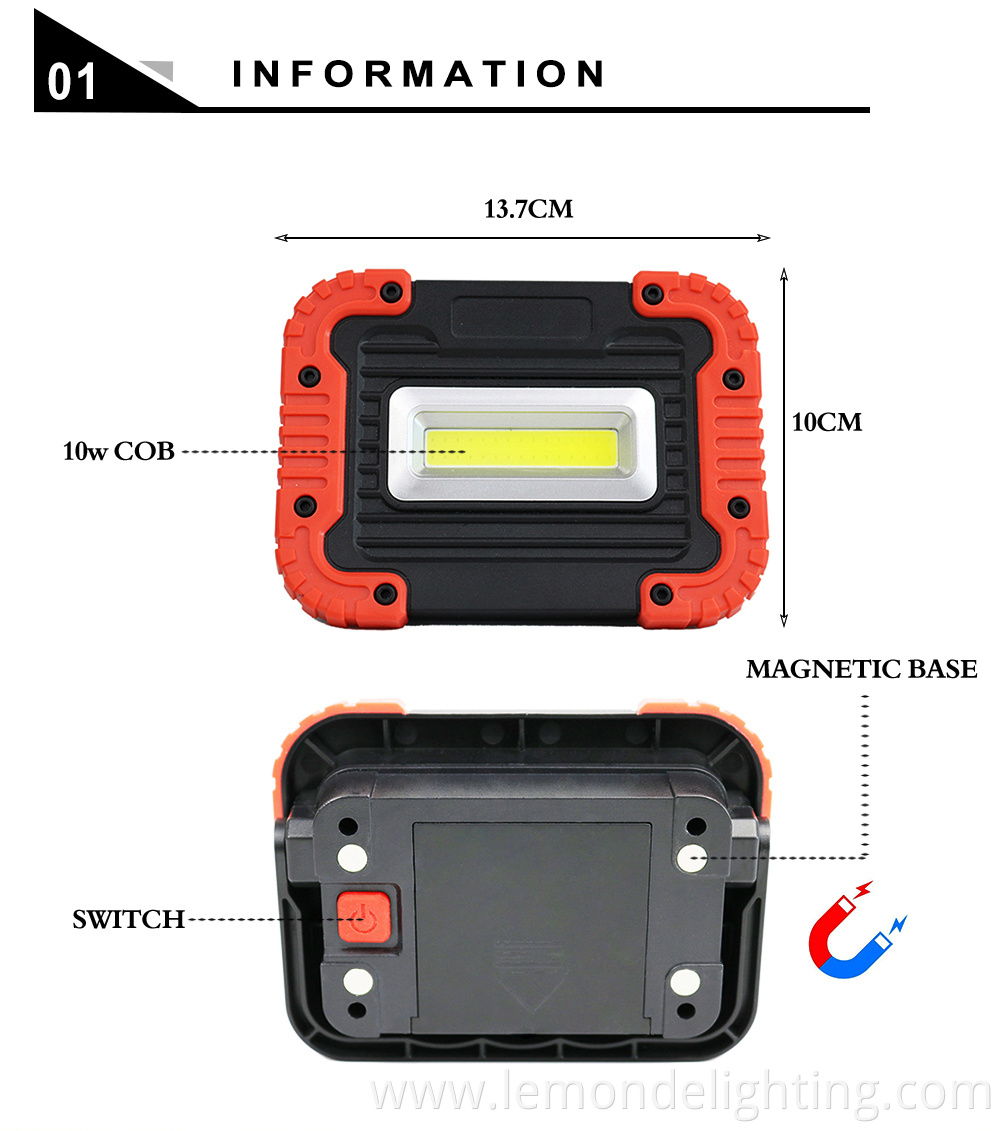 Magnetic base work light with rotatable bracket